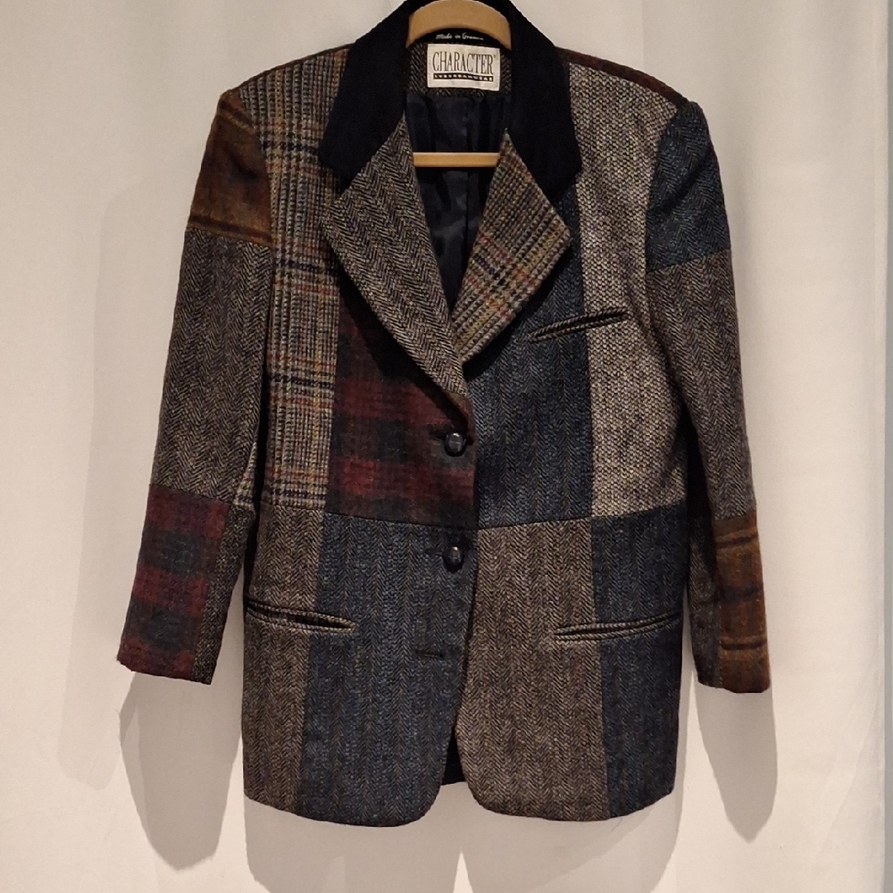 Character Suburban Wear Women's Patchwork 100% Wool Blazer - Multicolor Size 6